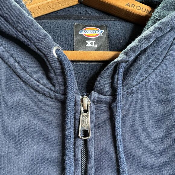 VTG Y2K Dickies Full Zip Hoodie Sweatshirt Mens XL Navy Cyber Skater Grunge - Picture 3 of 13